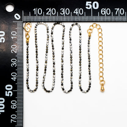 Gold Faceted Ball Beaded Chain, Finished Bracelet/ Anklet/ Necklace with Extender Chain, Ready to Wear (#LK-256)