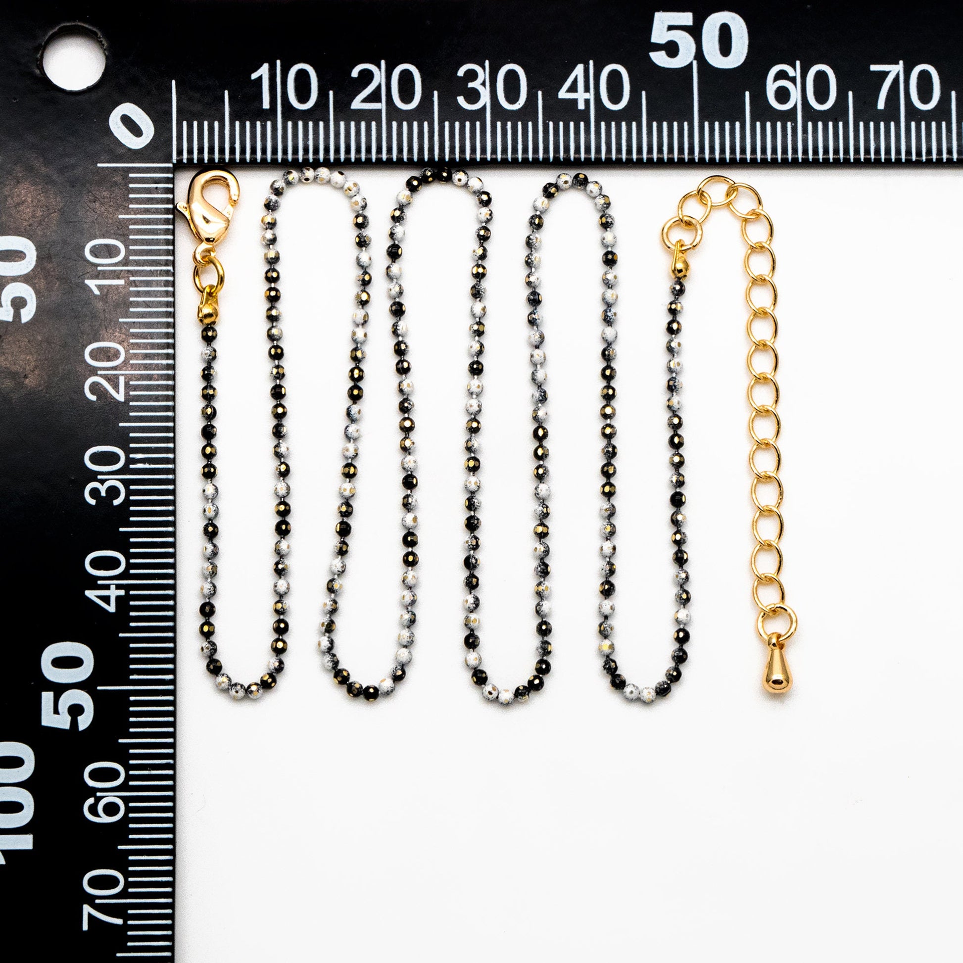 Gold Faceted Ball Beaded Chain, Finished Bracelet/ Anklet/ Necklace with Extender Chain, Ready to Wear (#LK-256)