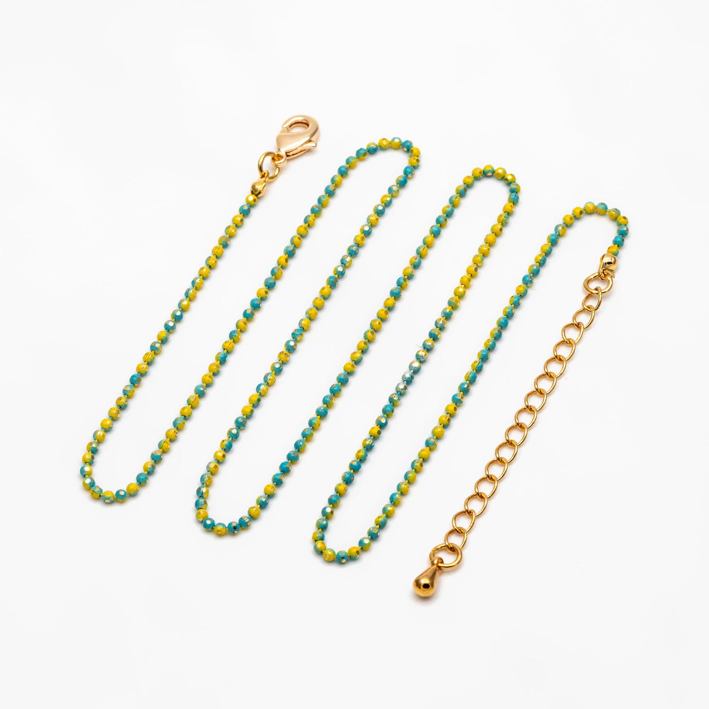 Gold Faceted Ball Beaded Chain, Finished Bracelet/ Anklet/ Necklace with Extender Chain, Ready to Wear (#LK-256)