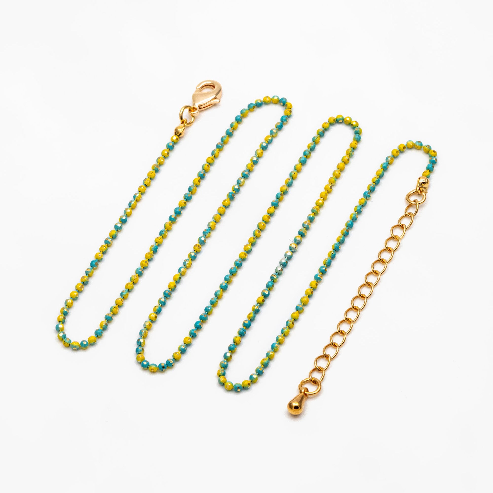 Gold Faceted Ball Beaded Chain, Finished Bracelet/ Anklet/ Necklace with Extender Chain, Ready to Wear (#LK-256)