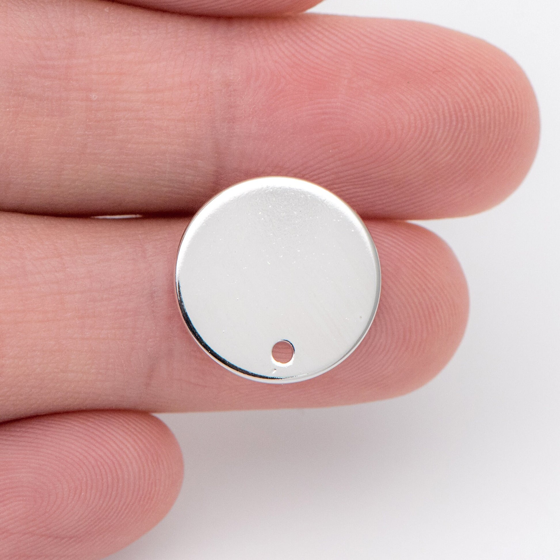 10pcs Gold/ Silver tone Round Disc Earring Posts 12/ 15mm, 18K Gold/ Rhodium plated Brass, Geometric Earring Components Wholesale (GB-624)