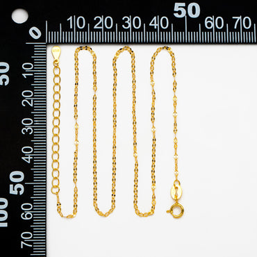 Dainty .925 Sterling Silver Necklace, Gold/ Rhodium plated Flat Oval Chain 1.5mm, Ready to Wear 16-18 inch (CY-037)