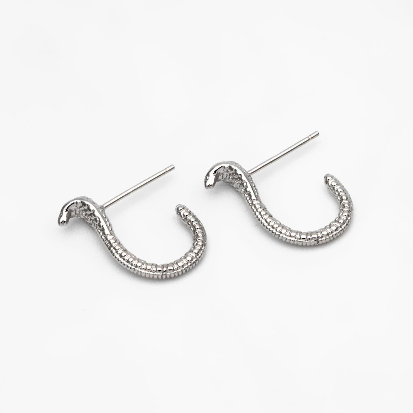 10pcs Gold/ Silver Cobra Snake Earrings 18x4mm, Gold/ Rhodium Plated Brass, Minimalist Snake Stud Earrings (GB-4343)