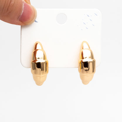 4pcs Gold Croissant Earrings, Real Gold Plated Brass Minimalist Stud Earrings (#GB-4344)