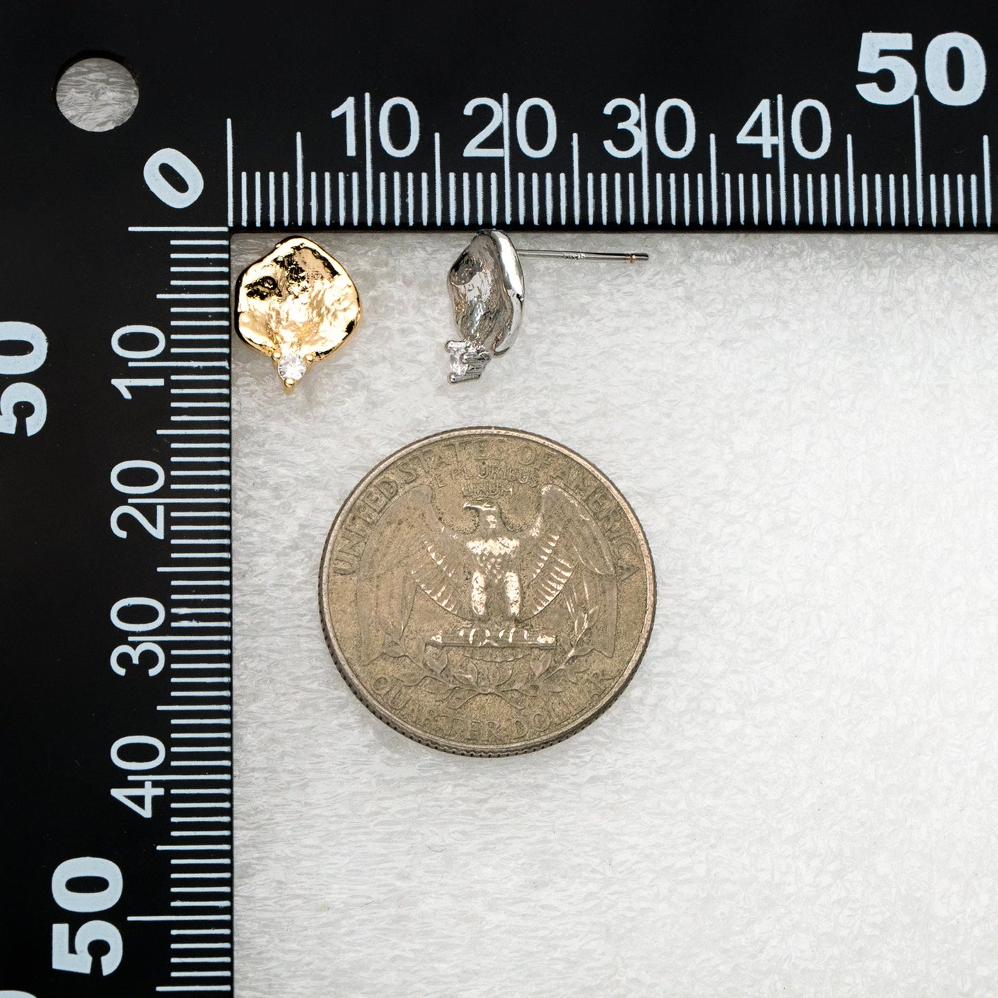 10pcs CZ Pave Gold/ Silver Irregular Earrings, 18K Gold/ Rhodium plated Brass, Dainty Stud Earrings (GB-4345)