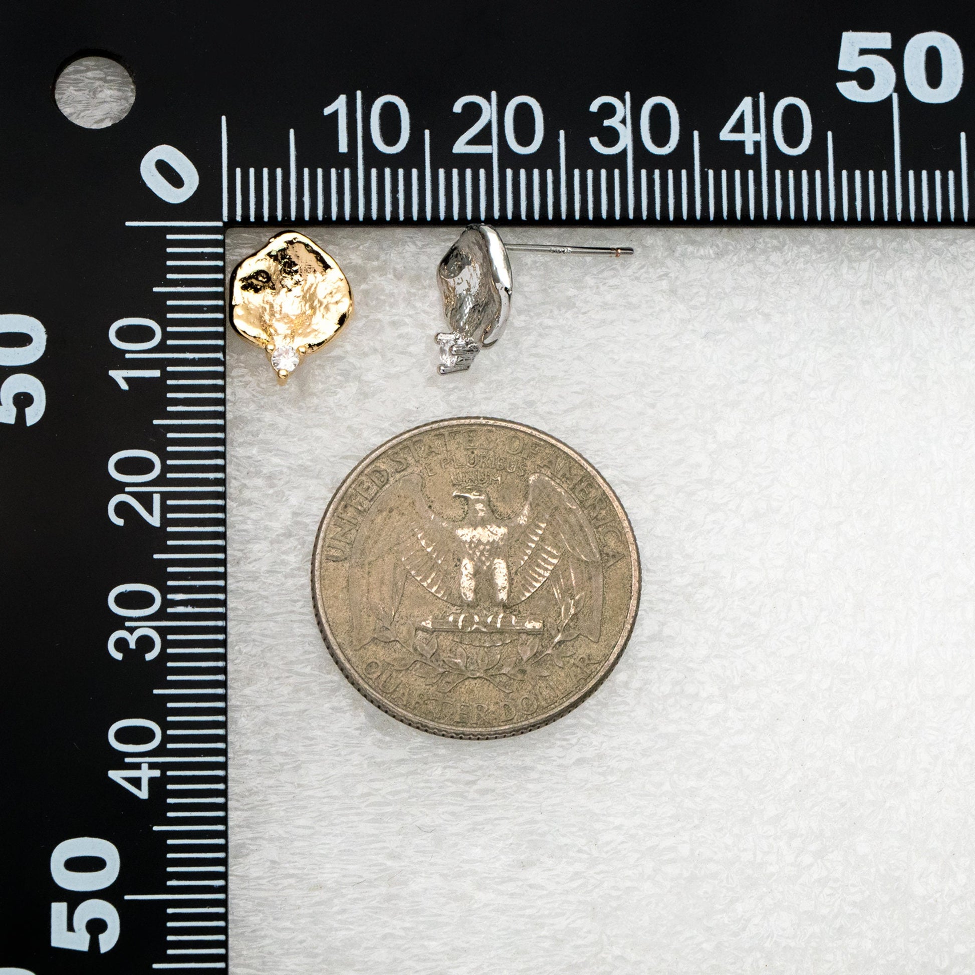 10pcs CZ Pave Gold/ Silver Irregular Earrings, 18K Gold/ Rhodium plated Brass, Dainty Stud Earrings (GB-4345)