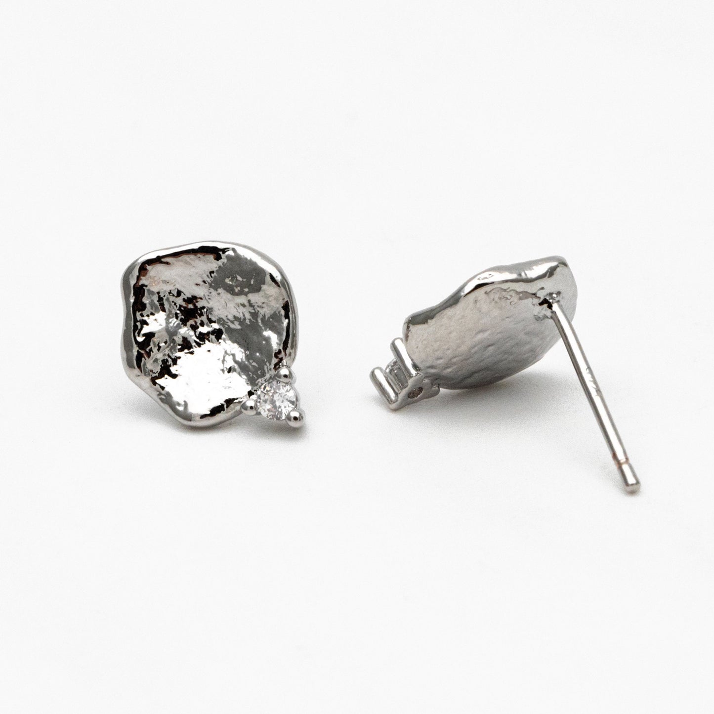 10pcs CZ Pave Gold/ Silver Irregular Earrings, 18K Gold/ Rhodium plated Brass, Dainty Stud Earrings (GB-4345)