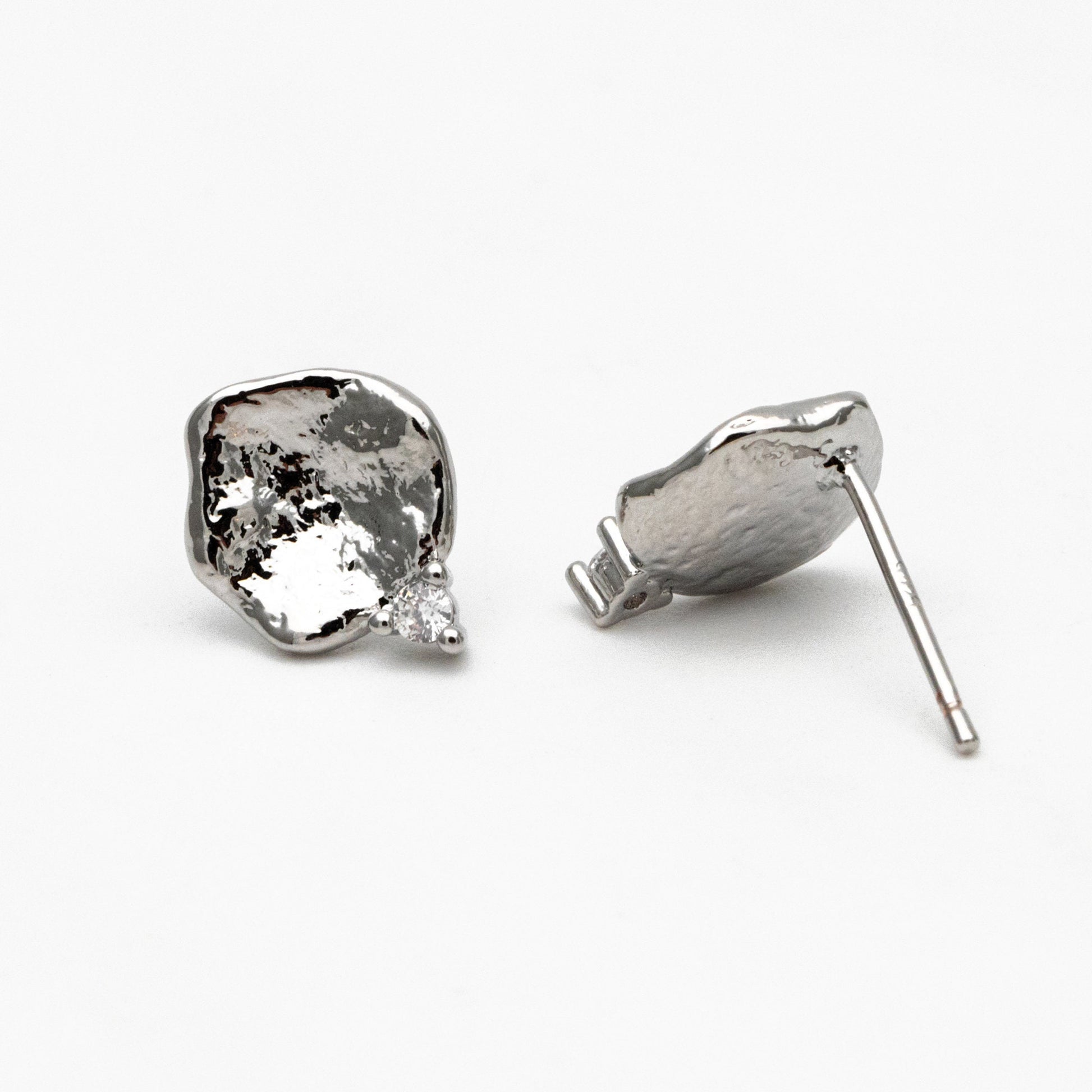 10pcs CZ Pave Gold/ Silver Irregular Earrings, 18K Gold/ Rhodium plated Brass, Dainty Stud Earrings (GB-4345)