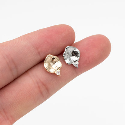 10pcs CZ Pave Gold/ Silver Irregular Earrings, 18K Gold/ Rhodium plated Brass, Dainty Stud Earrings (GB-4345)