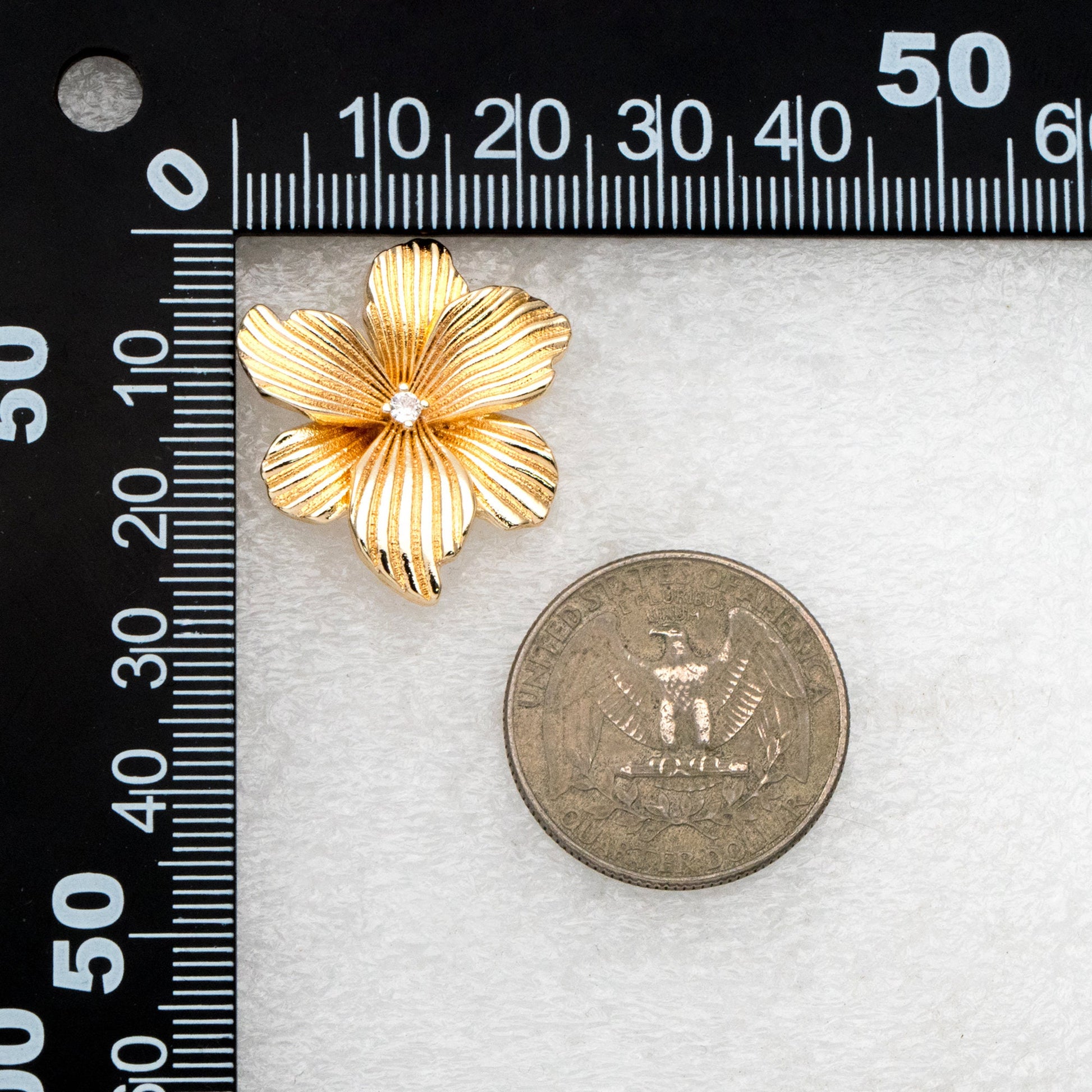 4pcs CZ Pave Gold Flower Stud Earrings, Gold Plated Brass, Dainty Flower Earrings (GB-4348)