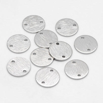 10pcs Brushed Gold/ Silver Tone Disc Circle Connectors 12/ 15mm, Gold/ Rhodium plated Brass Round Coin Disk Charms (GB-3817)