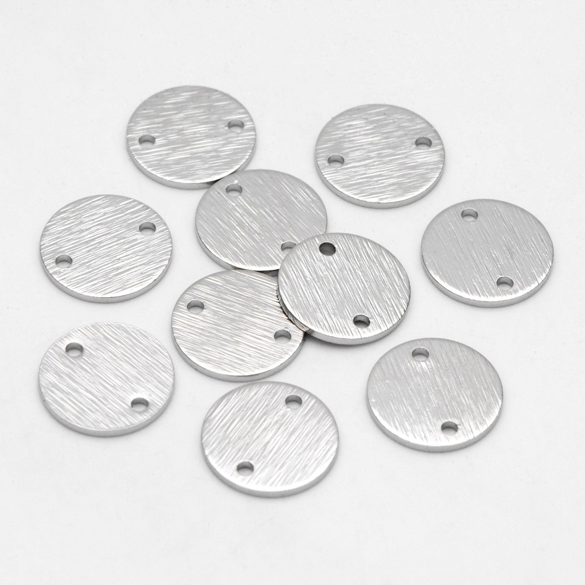 10pcs Brushed Gold/ Silver Tone Disc Circle Connectors 12/ 15mm, Gold/ Rhodium plated Brass Round Coin Disk Charms (GB-3817)