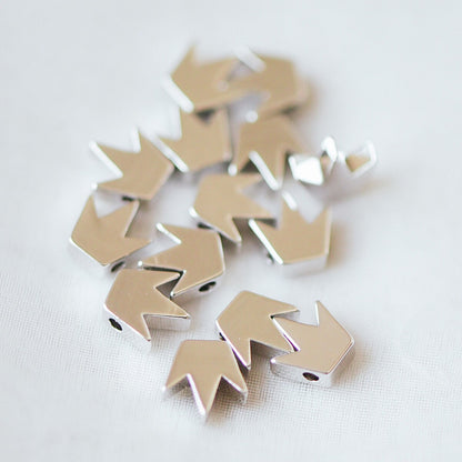 20pcs Gold/ Silver Crown Beads 8mm, 18K Gold/ Rhodium plated Brass Crown Charms, Lead Nickel Free (GB-236)