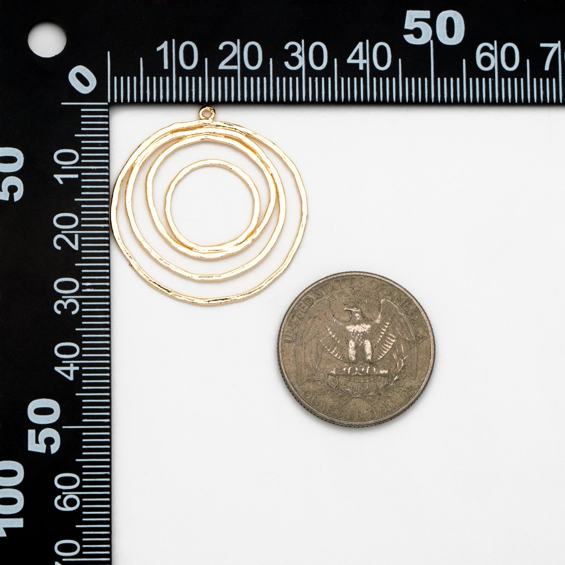 10pcs Gold/ Silver tone Circle Pendants 32x29mm, Gold/ Rhodium plated Brass Hoops, Wired Round Loop Charms (GB-955)