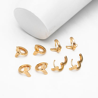 4pcs Gold/ Silver Whale Tail Hoop Earrings, Dainty Huggie Earrings, Minimalist Hoops, Huggies (GB-4340)