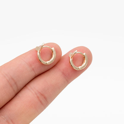 4pcs Gold/ Silver Whale Tail Hoop Earrings, Dainty Huggie Earrings, Minimalist Hoops, Huggies (GB-4340)