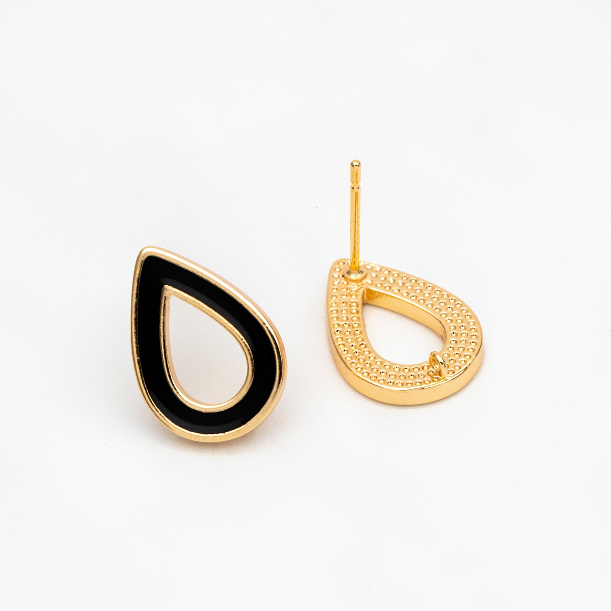 10pcs Acetate Teardrop Ear Posts 16x11mm, 18K Gold plated Brass Ear Findings (#GB-1579)
