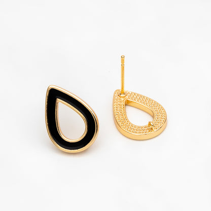 10pcs Acetate Teardrop Ear Posts 16x11mm, 18K Gold plated Brass Ear Findings (#GB-1579)