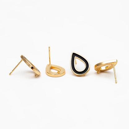 10pcs Acetate Teardrop Ear Posts 16x11mm, 18K Gold plated Brass Ear Findings (#GB-1579)