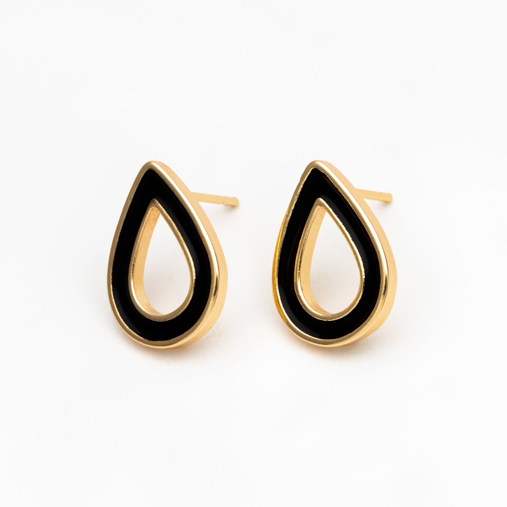 10pcs Acetate Teardrop Ear Posts 16x11mm, 18K Gold plated Brass Ear Findings (#GB-1579)