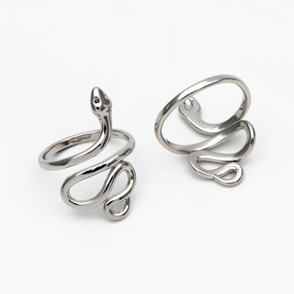 4pcs Gold/ Silver Tone Snake Ring, Open Serpent Ring, Reptile Adjustable Band Ring, Punk Animal Jewelry, Fashion Jewelry (#GB-2716)