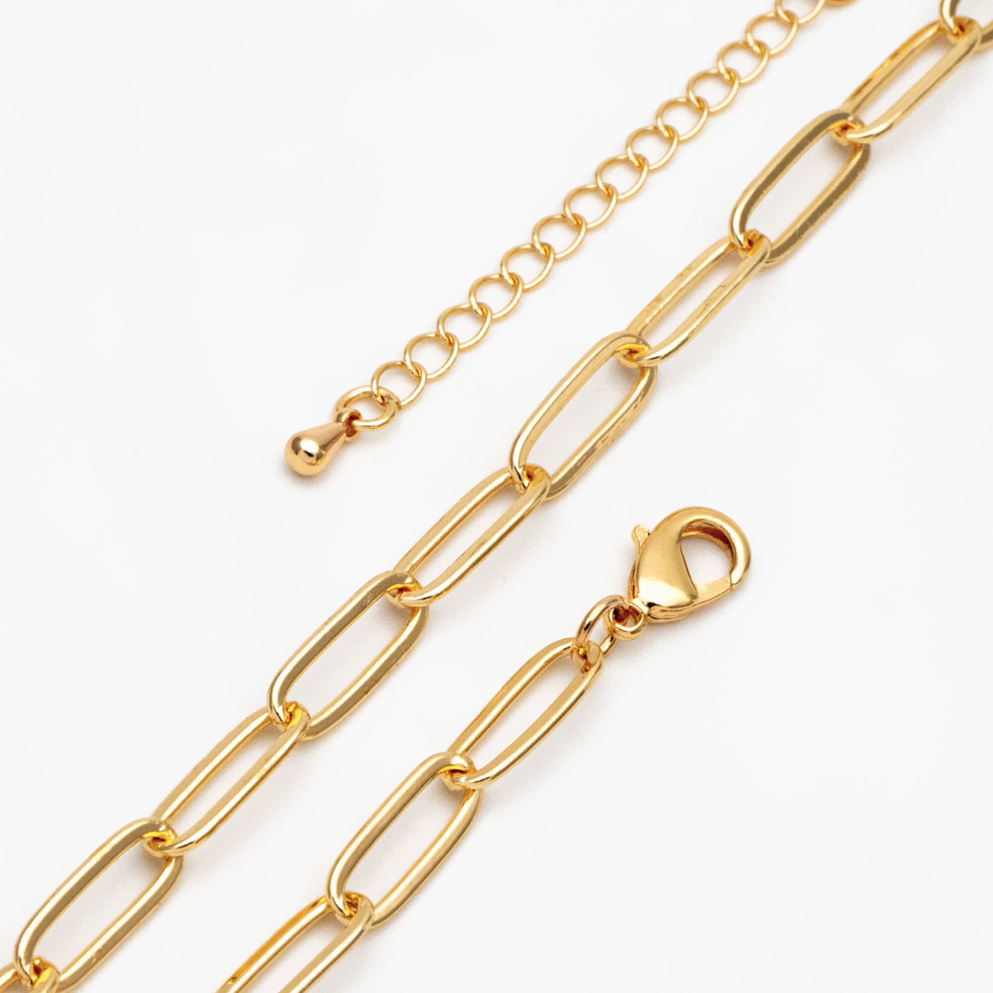 Gold/ Silver Paperclipe Chains 5mm, Finished Bracelet/ Anklet/ Necklace with Extender Chain, Ready to Wear (#LK-317)