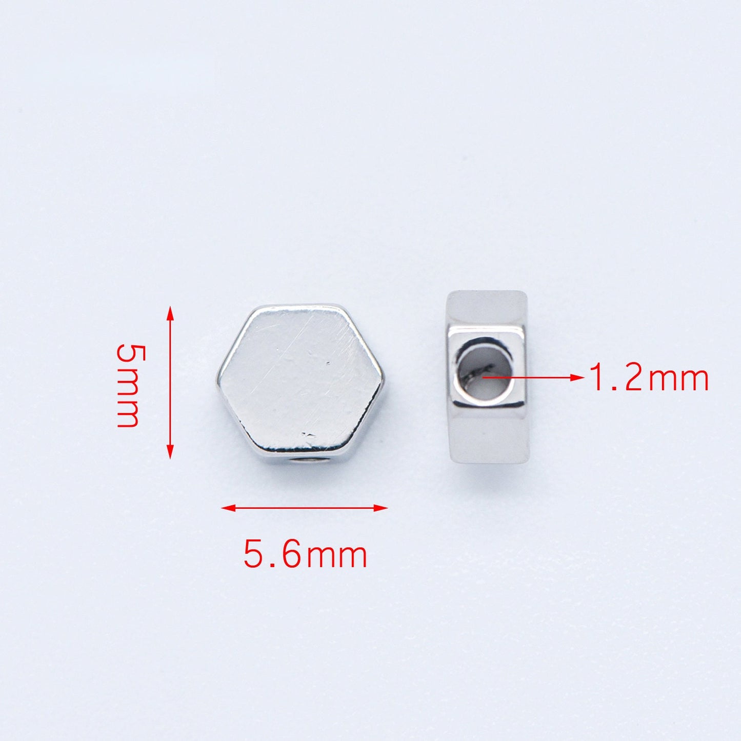 20pcs Gold/ Silver tone Hexagon Flat Spacer Beads 5/ 6mm, Gold/ Rhodium plated Brass Flat Spacer Beads (GB-118)