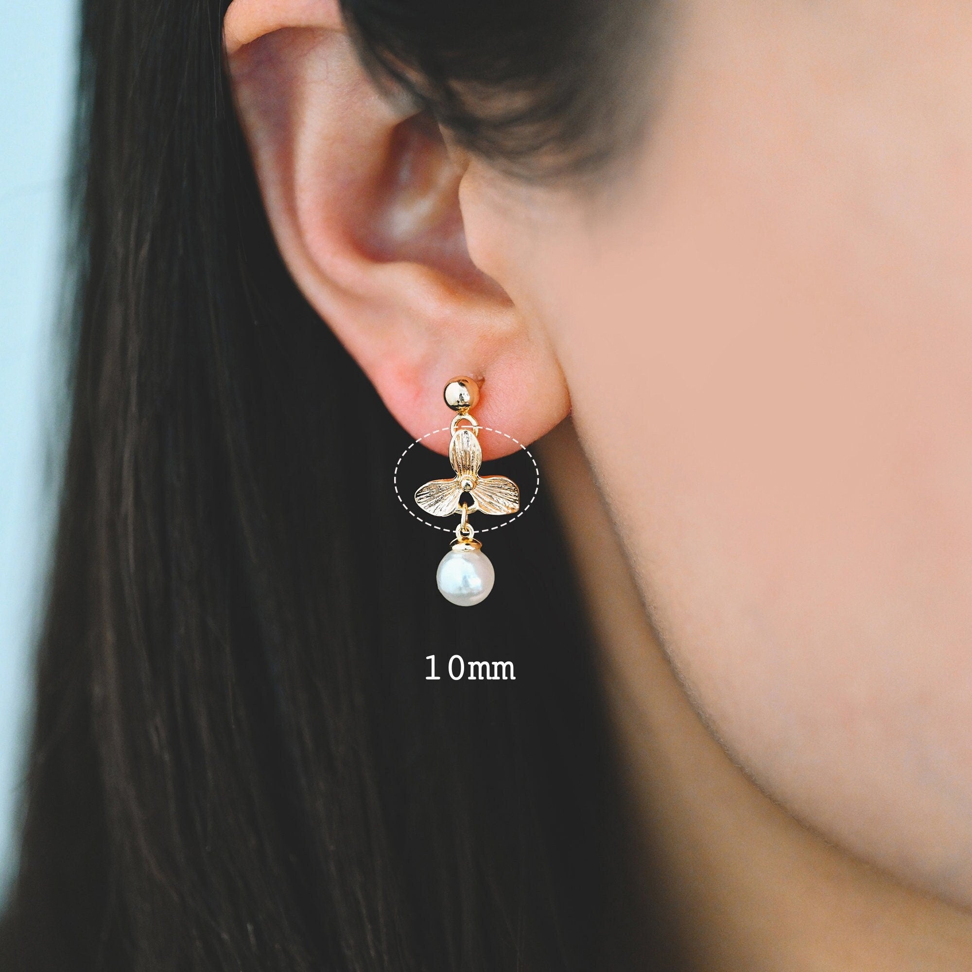 10pcs Gold plated Brass Flower Charm Connectors 10mm/ 16mm (GB-4391-G)