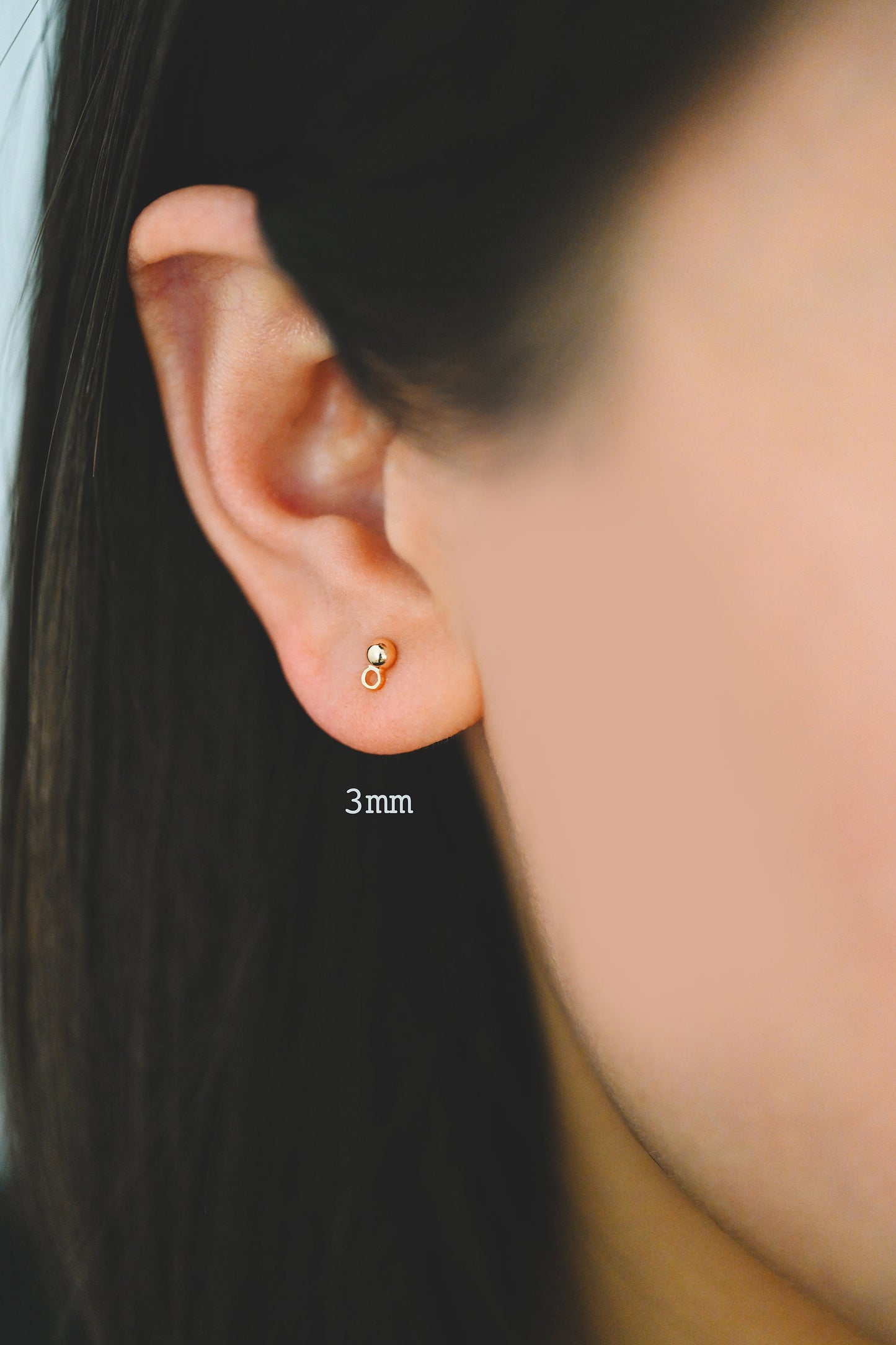 20pcs Gold/ Rhodium plated Brass Stud Earring, Ball Ear Posts with Ring/ Loop, 3/ 4/ 5/ 8mm Ball Size (GB-136)