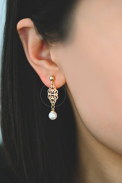 10pcs Gold /Silver Filigree Charms 17mm, Real Gold/ Rhodium plated Brass Floral Connectors with Loops (GB-191)