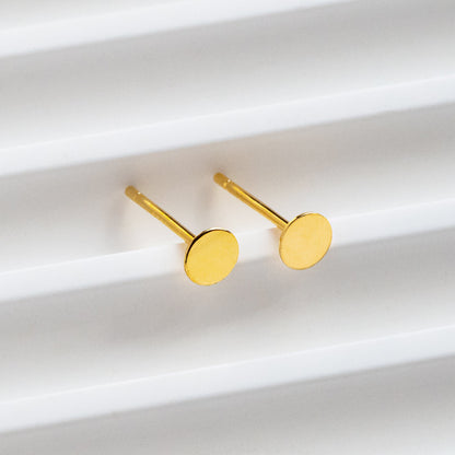 10pcs Sterling Silver Stud Ear Posts, Gold/ Rhodium plated .925 Silver, 4mm Flat Pad/ Cup, Glue On Earring Findings (CY-006)