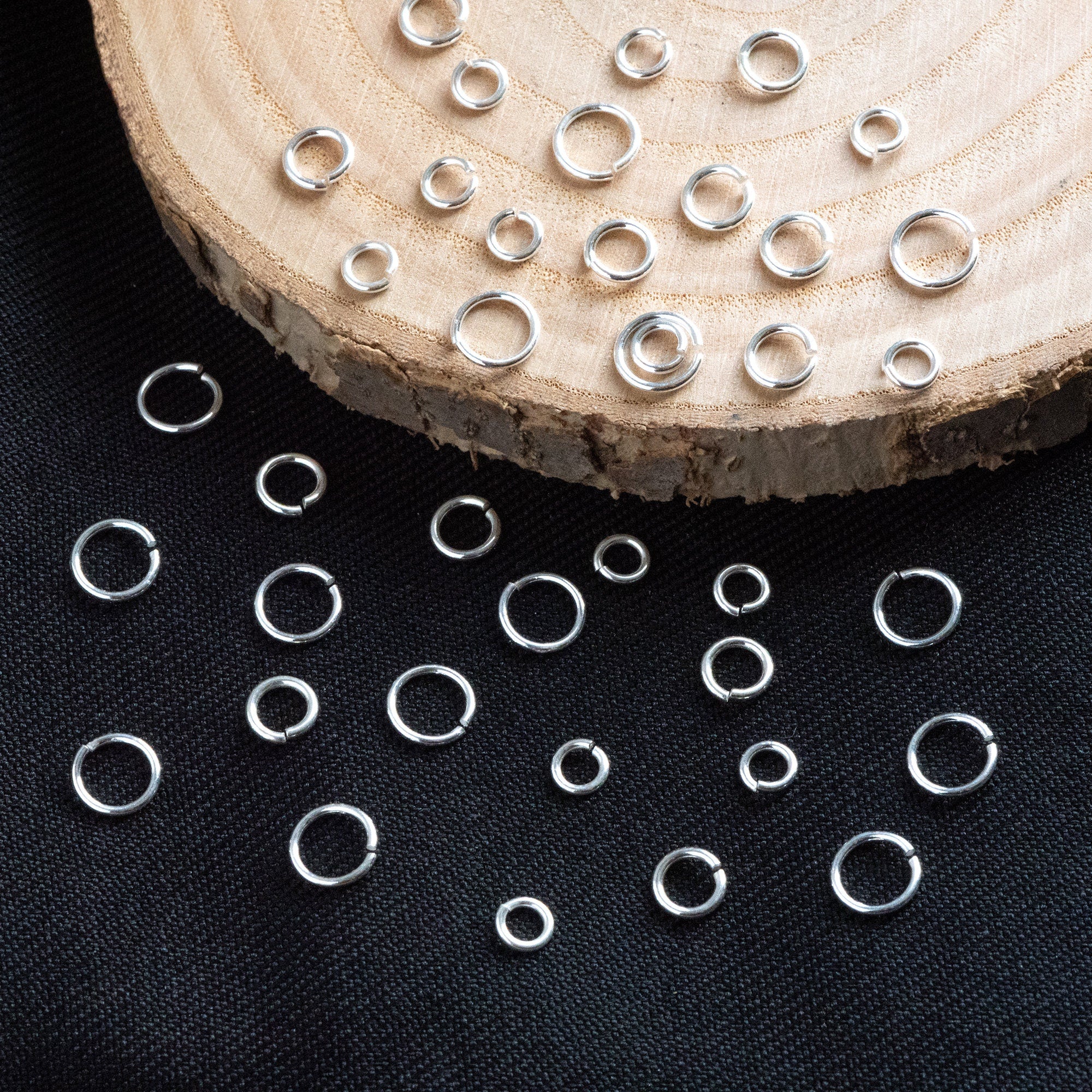 50pcs Sterling Silver Open Jump Rings, 4-6mm by 0.7-0.8mm (20-21 Gauge), .925 Silver Split Ring (CY-007)