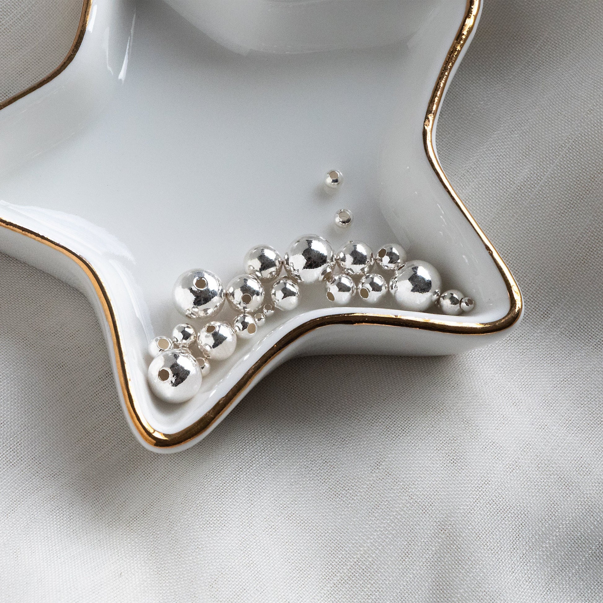 925 Sterling Silver Smooth Round Beads, Seamless Silver Large Hole Spacer Beads, 2/ 3/ 4/ 5/ 6/ 8mm (CY-008)