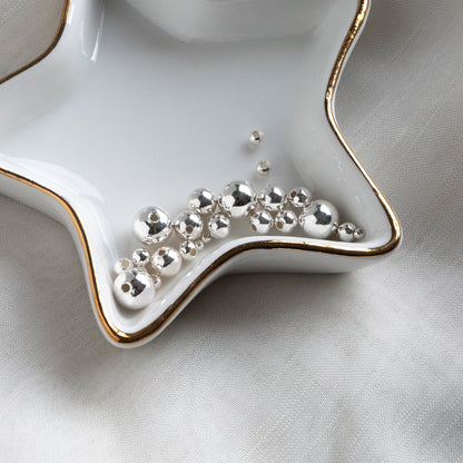 925 Sterling Silver Smooth Round Beads, Seamless Silver Large Hole Spacer Beads, 2/ 3/ 4/ 5/ 6/ 8mm (CY-008)