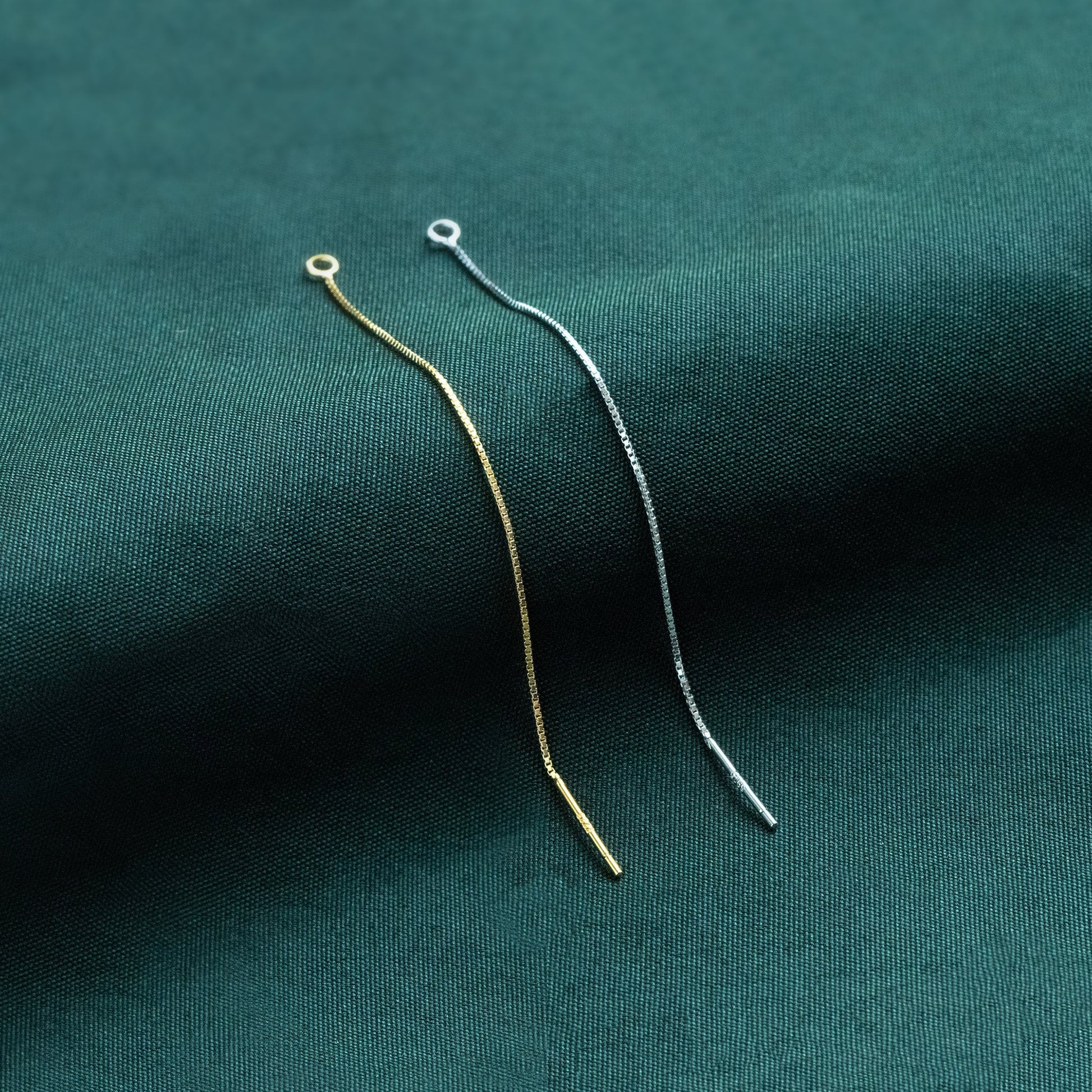 10pcs Sterling Silver Threader Earrings, Gold/ Rhodium, .925 Silver Box Chain, Earwire Thread with Open Jump Ring (CY-004)