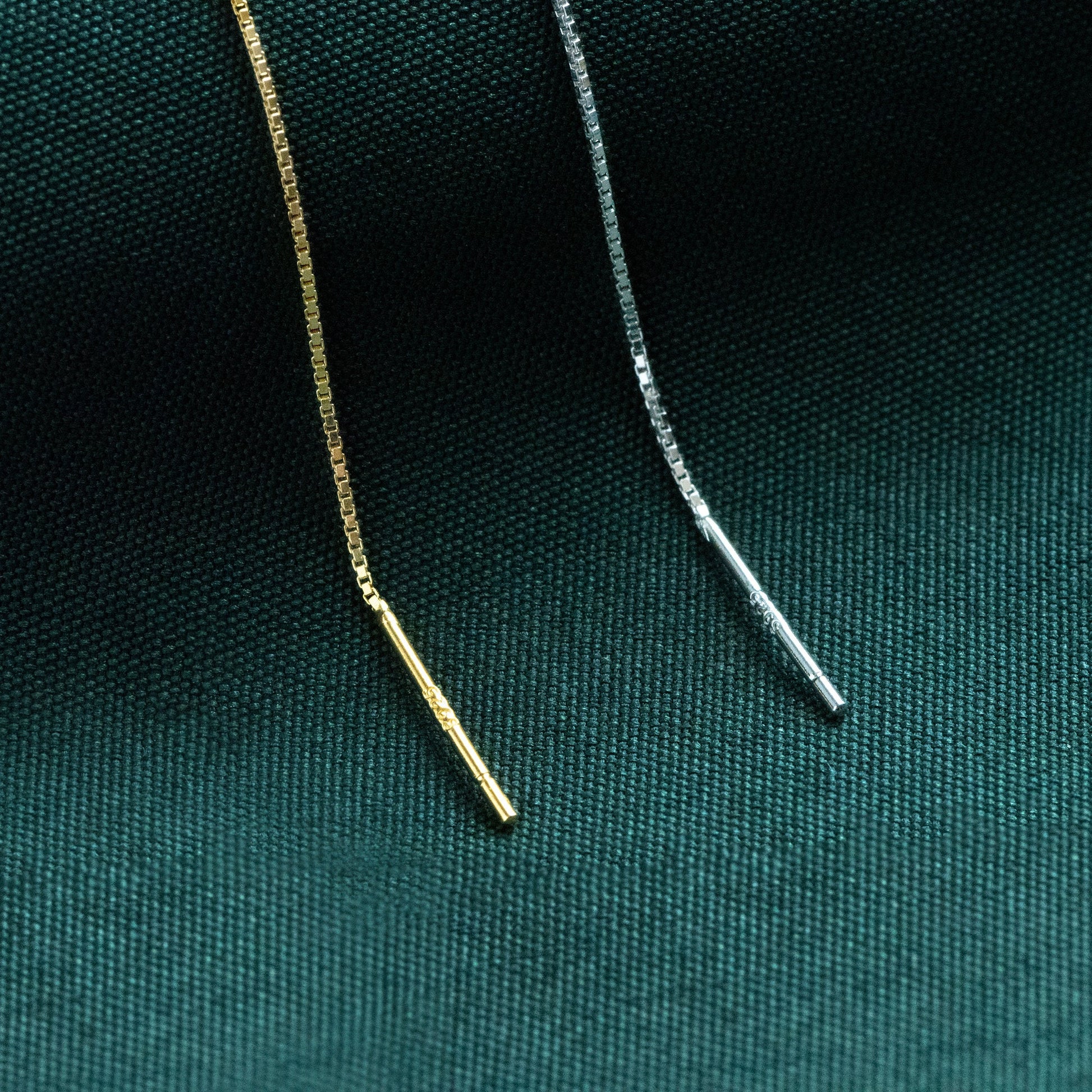 10pcs Sterling Silver Threader Earrings, Gold/ Rhodium, .925 Silver Box Chain, Earwire Thread with Open Jump Ring (CY-004)