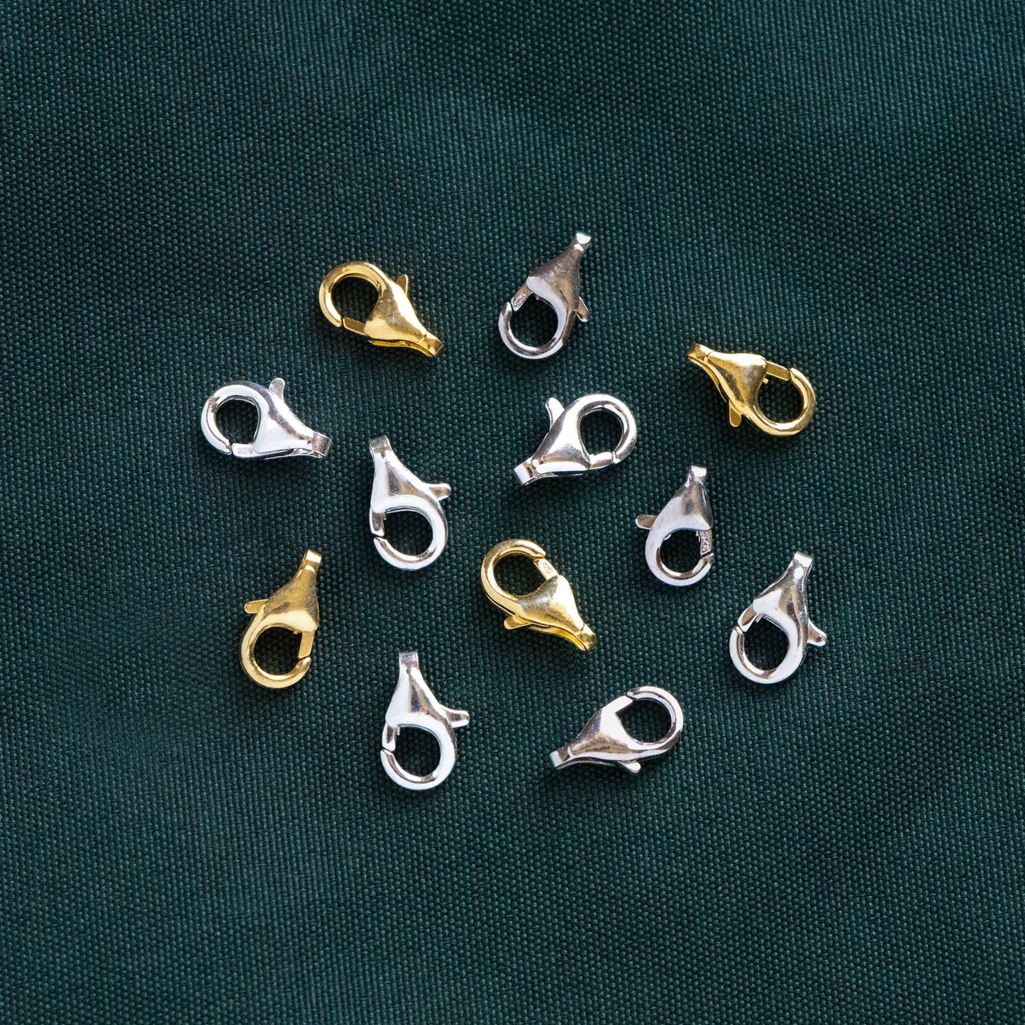 10pcs Sterling Silver Lobster Clasps 9mm, Gold/ Rhodium plated .925 Silver Clasps Wholesale (CY-002)