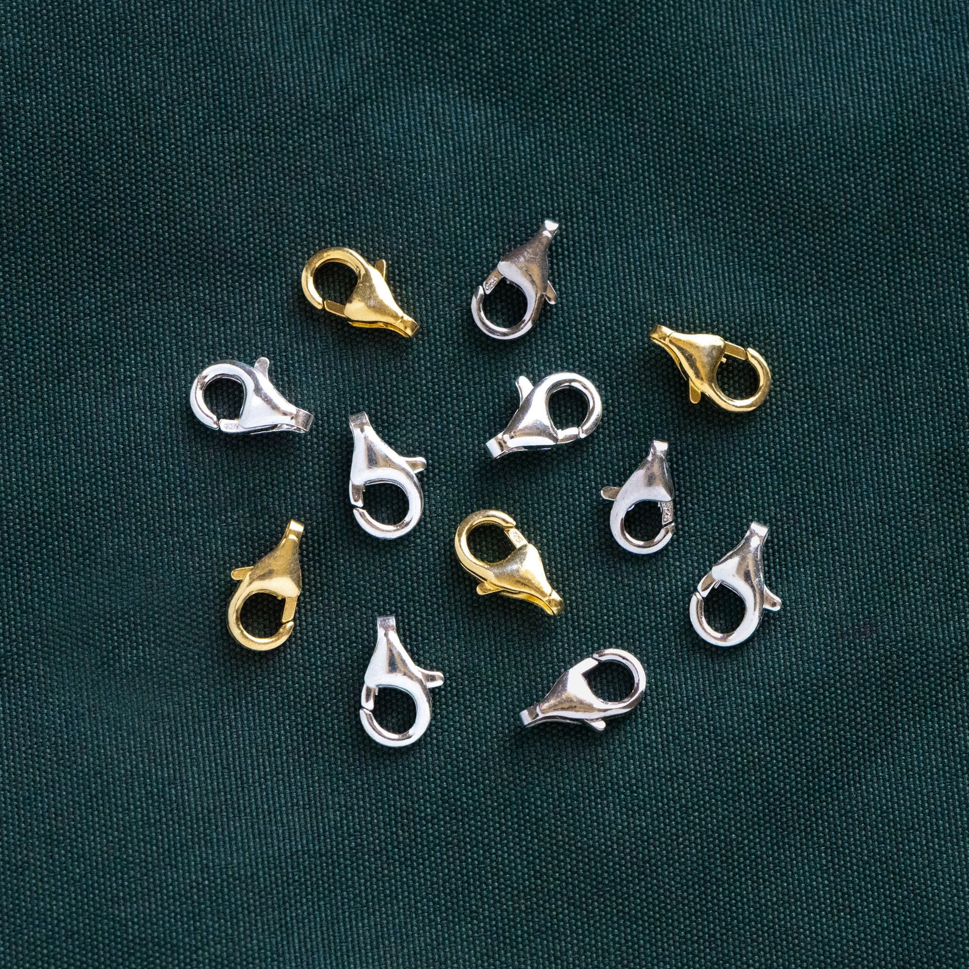 10pcs Sterling Silver Lobster Clasps 9mm, Gold/ Rhodium plated .925 Silver Clasps Wholesale (CY-002)