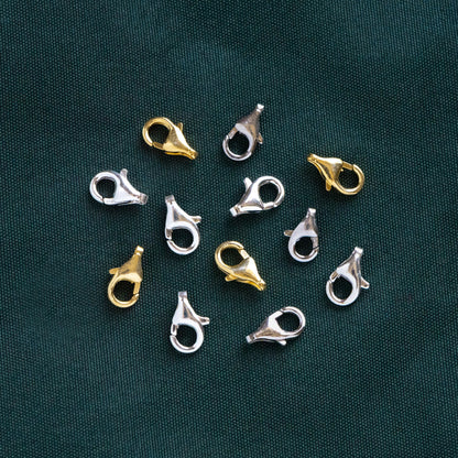 10pcs Sterling Silver Lobster Clasps 9mm, Gold/ Rhodium plated .925 Silver Clasps Wholesale (CY-002)