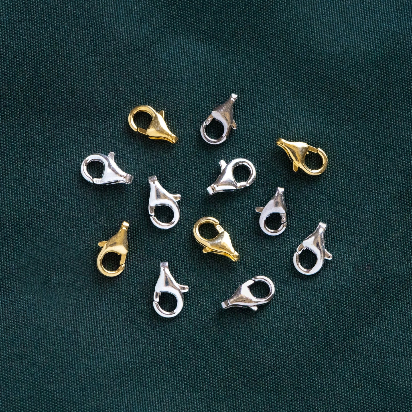 10pcs Sterling Silver Lobster Clasps 9mm, Gold/ Rhodium plated .925 Silver Clasps Wholesale (CY-002)