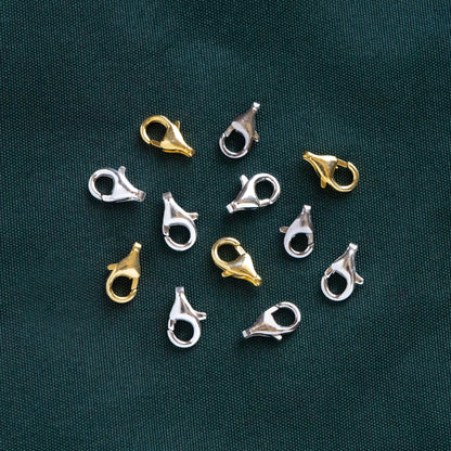 10pcs Sterling Silver Lobster Clasps 9mm, Gold/ Rhodium plated .925 Silver Clasps Wholesale (CY-002)