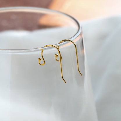 10pcs Sterling Silver Earring Hooks, Gold/ Rhodium/ Rose Gold plated .925 Silver, Earwires with Ball 20x10mm (CY-005)