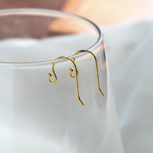 10pcs Sterling Silver Earring Hooks, Gold/ Rhodium/ Rose Gold plated .925 Silver, Earwires with Ball 20x10mm (CY-005)