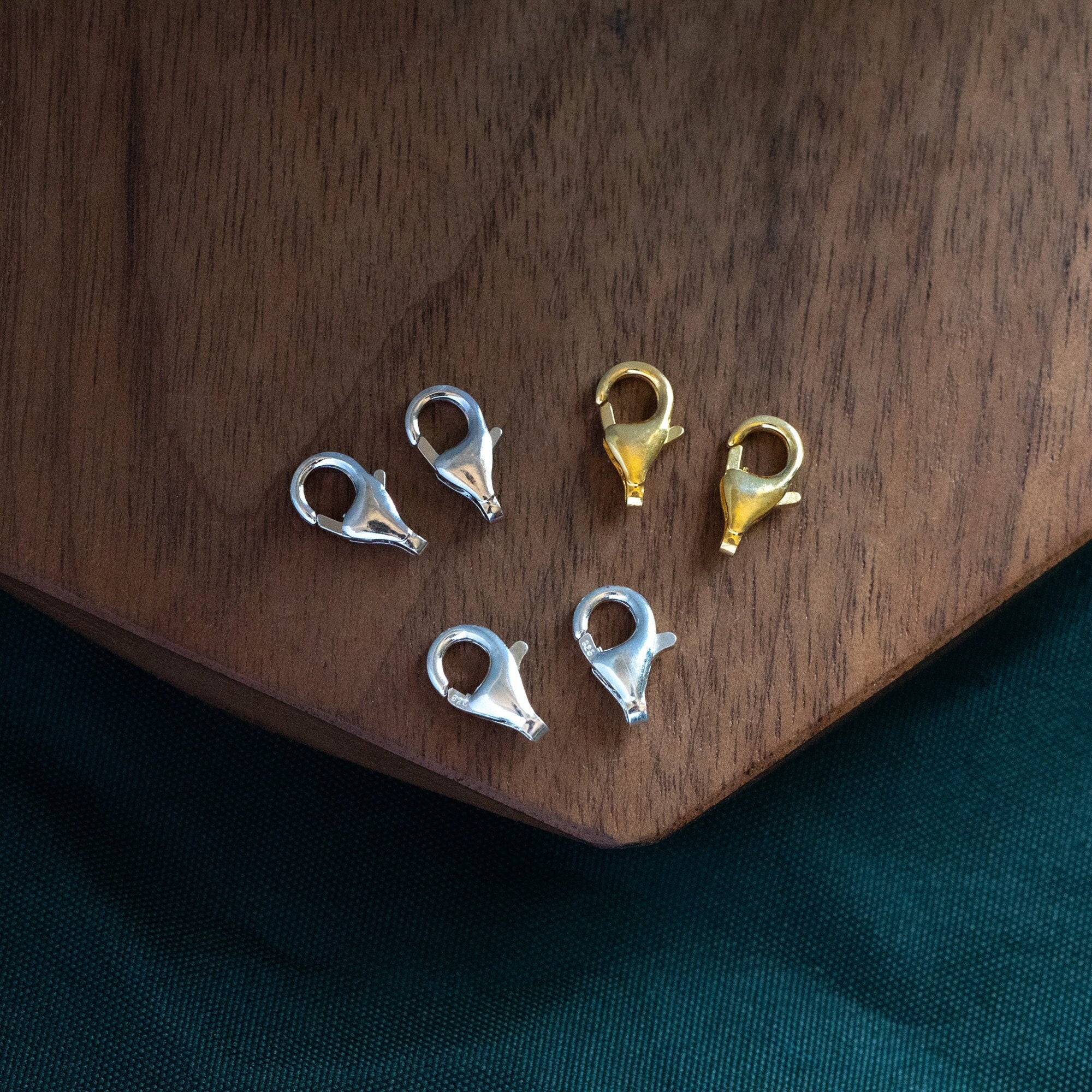 10pcs Sterling Silver Lobster Clasps 9mm, Gold/ Rhodium plated .925 Silver Clasps Wholesale (CY-002)