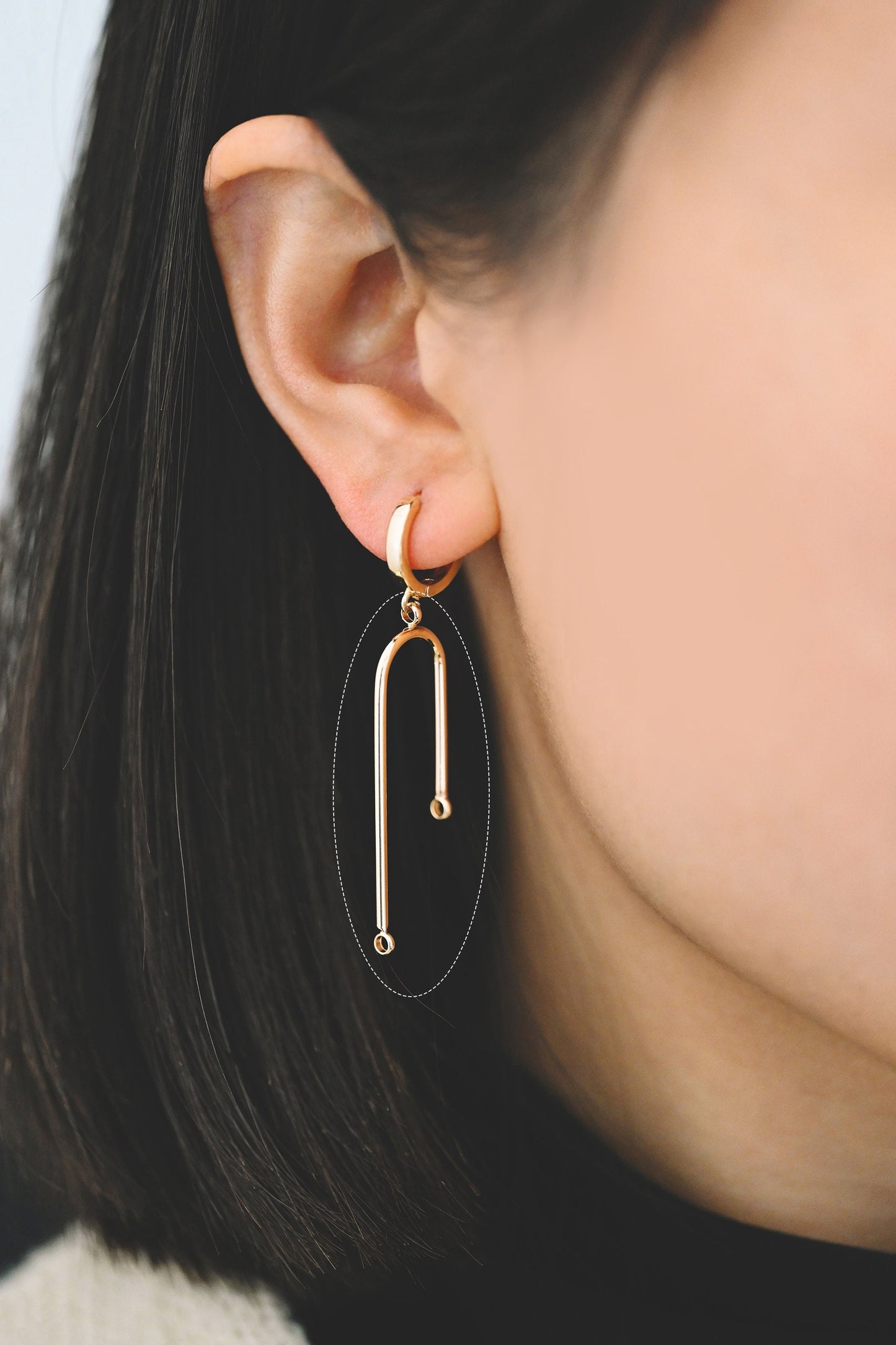 10pcs Gold/ Silver Tube Charm Connectors, Real Gold/ Rhodium plated Brass, U-shaped Curved Bar Stick Pendants 40mm (GB-449)