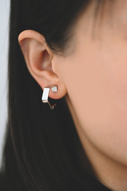 10pcs Gold/ Silver Hexagon Earring Studs, Gold/ Rhodium plated Brass, Geometric Ear Posts Components (GB-445)