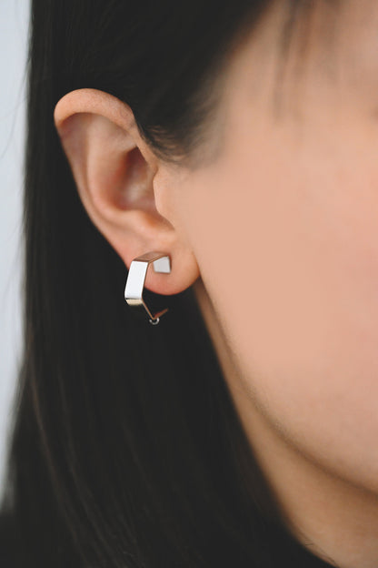 10pcs Gold/ Silver Hexagon Earring Studs, Gold/ Rhodium plated Brass, Geometric Ear Posts Components (GB-445)