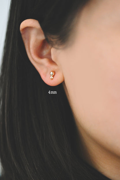 20pcs Gold/ Silver/ Rose Gold Earring Posts, Stud Earring with Loop, 3mm/ 4mm Ball Size (GB-443)