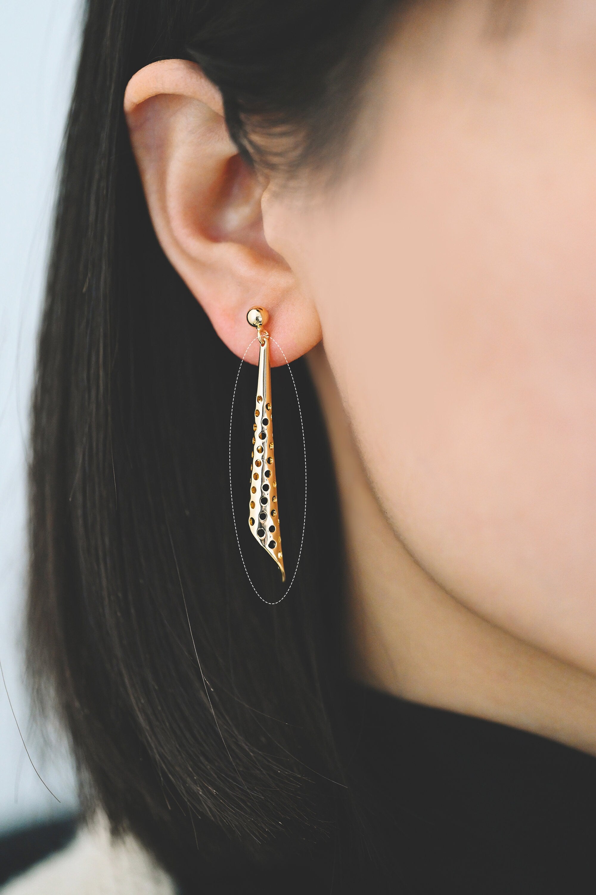 10pcs Gold Long Stick Charms 44x6mm, Gold plated Brass Tube Pendants, Lead Nickel Free (GB-418)