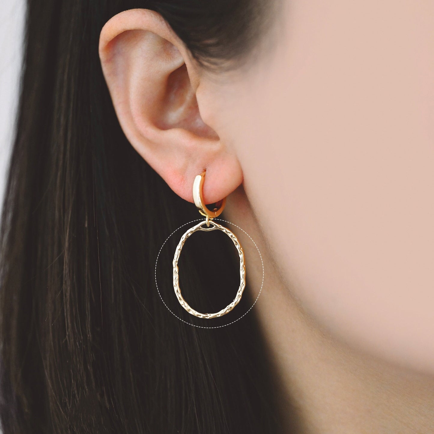 10pcs Gold Oval Link Pendants 27x20mm, 18K Gold plated Brass, Geometric Teardrop Hoop Charms (GB-2750-H)